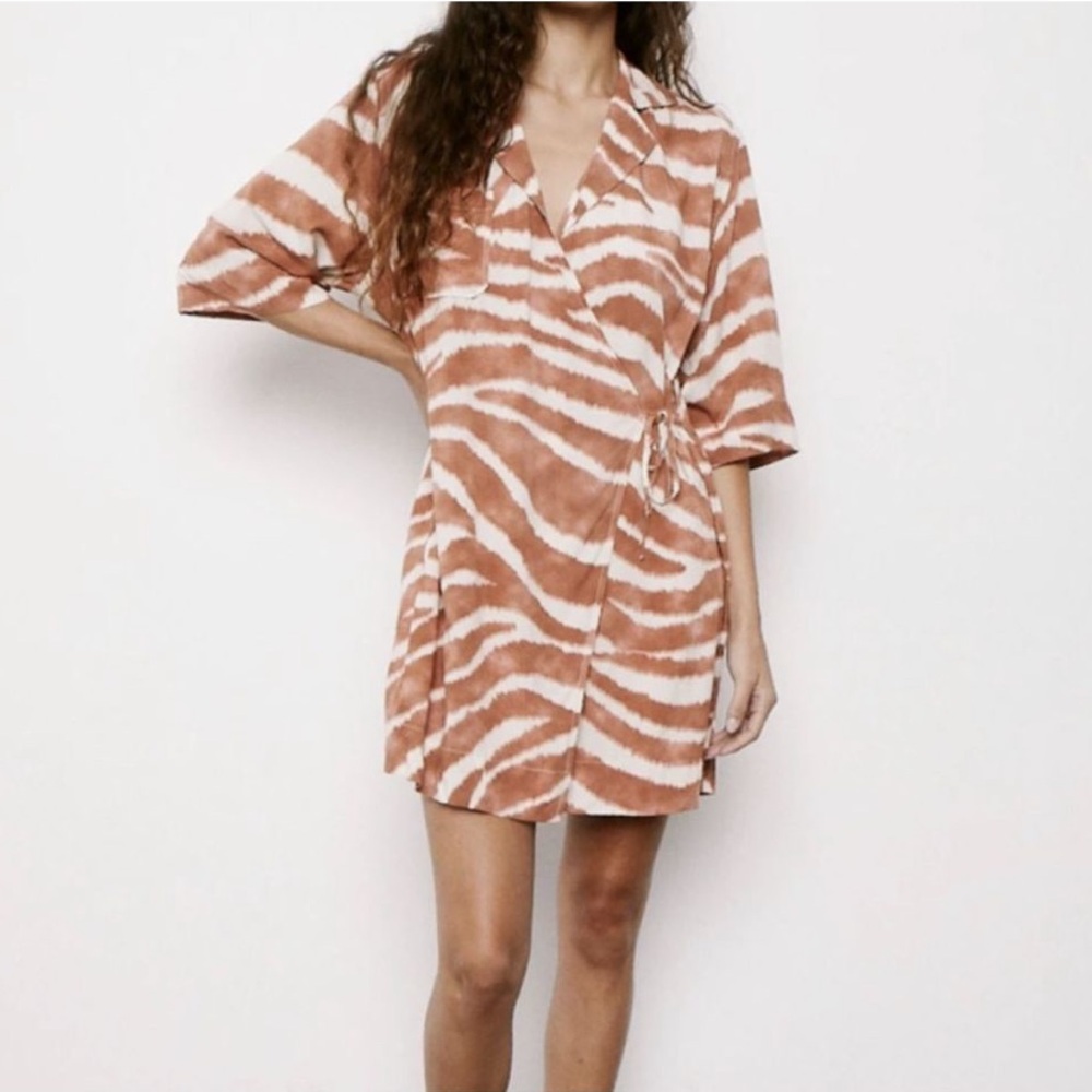 Pistola Zebra Print Mini Dress in Brown and White